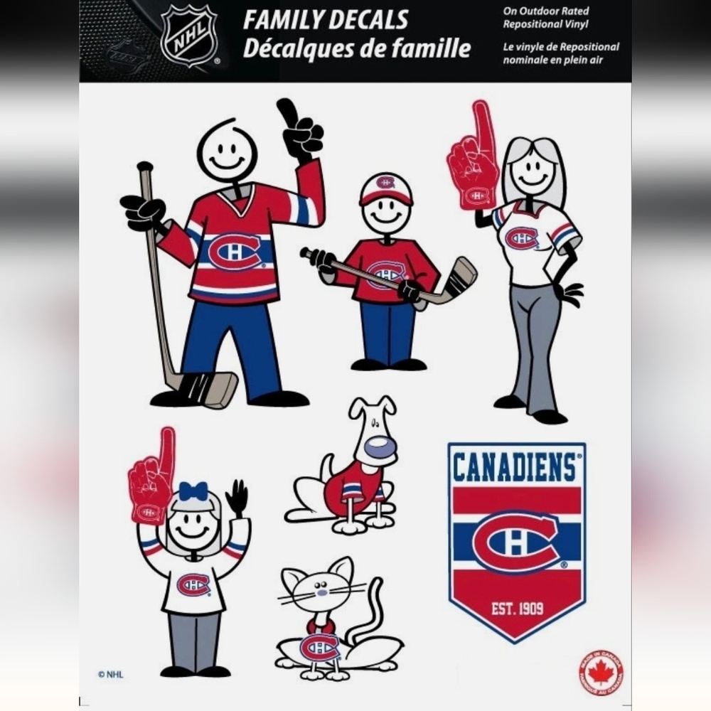 MONTREAL CANADIENS FAMILY STICK PEOPLE DECALS Licensed NHL Hockey Decals